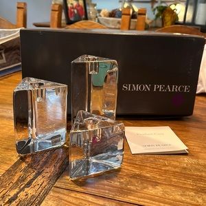 Simon Pearce Crystal Candlestick Holders